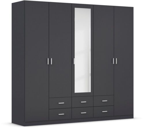 rauch Kleiderschrank Schrank Garderobe Ankleide GAMMA Breiten 91/136/181/226/271/315/360 cm (in 3 Ausstattungen BASIC/CLASSIC/PREMIUM (inkl. SOFT-CLOSE-Funktion) verschiedene Griff-Varianten, mit Spiegel TOPSELLER MADE IN GERMANY