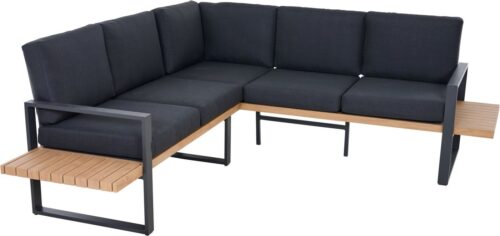 Siena Garden Gartensofa BARI, Set 2 Teile, Aluminium, teaklook, inkl. Kissen, Dining-Set 2-teilig