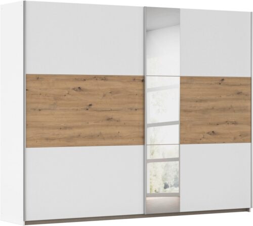 rauch Schwebetürenschrank Kleiderschrank Schrank Garderobe TOPSELLER ASTANA (3 Ausstattungen BASIC/CLASSIC/PREMIUM (inkl. SOFT-CLOSE-FUNKTION) mit 3 Spiegelelementen, Metallgriffleisten alufarbig MADE IN GERMANY