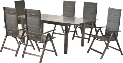 MERXX Garten-Essgruppe Taviano, (Set, 7-tlg), inkl. 6 Klappsessel, 1 Ausziehtisch