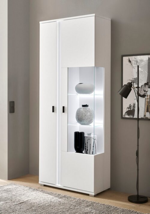 Home affaire Vitrine LONG ISLAND, Stauraumvitrine (1-St) in moderner Trendfarbe,inklusive senkrechter Beleuchtung,Breite 80 cm