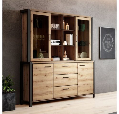 Lomadox Buffet ACCRA-83 in Taurus Eiche Nb. mit LED Beleuchtung 180/200/41 cm