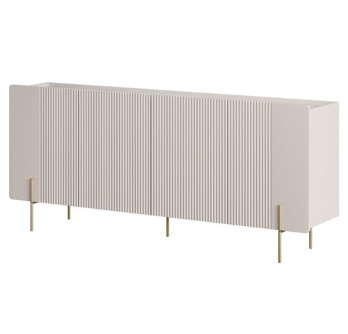 Lomadox Kommode MEAFORD-141, in Kaschmir, Rillenfront, 200 cm breit, Deckplatte in Marmoroptik