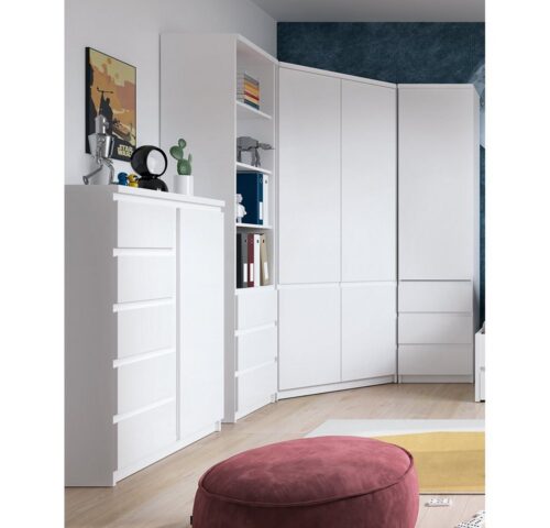 Lomadox Jugendzimmer-Set FORTALEZA-129, (Sparset, 4-tlg), Schrank Set mit Eck-Kleiderschrank, Kommode und Regal