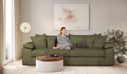 Home affaire Big-Sofa Soft&Cosy XL, B: 246 cm - OTTO. Verlässliche Qualität., Mega-Sofa, Cord oder Chenille-Struktur, mit Federkern & 4 Zierkissen