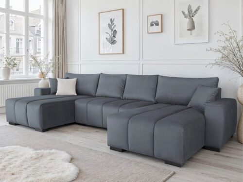 Home affaire Wohnlandschaft Bello U-Form, B: 347 cm, Bettfunktion, Bettkasten & 2 Zierkissen, Federkern