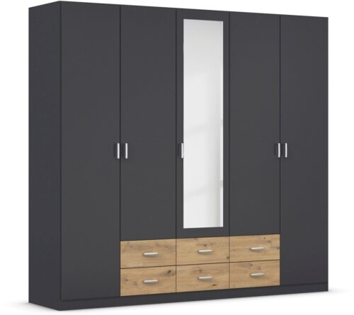 rauch Kleiderschrank Schrank Garderobe Ankleide GAMMA Breiten 91/136/181/226/271/315/360 cm (in 3 Ausstattungen BASIC/CLASSIC/PREMIUM (inkl. SOFT-CLOSE-Funktion) verschiedene Griff-Varianten, mit Spiegel TOPSELLER MADE IN GERMANY