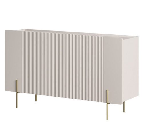Lomadox Kommode MEAFORD-141, Kaschmir, Rillenfront, griffloses Design, 150 cm breit, 3-türig