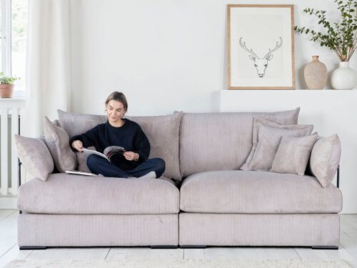 Home affaire Big-Sofa Casa XL, B: 190 cm, 4 Zierkissen, Mega-Sofa, in Cord oder Chenille-Struktur, Federkern