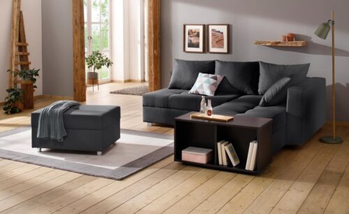 Home affaire Ecksofa Italia L-Form, B: 217 cm, Bettfunktion, Bettkasten & 1 Zierkissen, Federkern