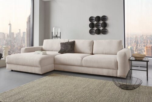 Home affaire Ecksofa Bloomfield, elegant, viel Platz, Mega Couch, Breite 303cm, L-Form, extra tiefe Sitzfläche, wahlweise mit Sitztiefenverstellung