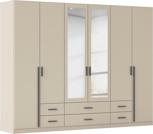 rauch Kleiderschrank Schrank Garderobe Ankleide GAMMA Breiten 91/136/181/226/271/315/360 cm (in 3 Ausstattungen BASIC/CLASSIC/PREMIUM (inkl. SOFT-CLOSE-Funktion) verschiedene Griff-Varianten, mit Spiegel TOPSELLER MADE IN GERMANY