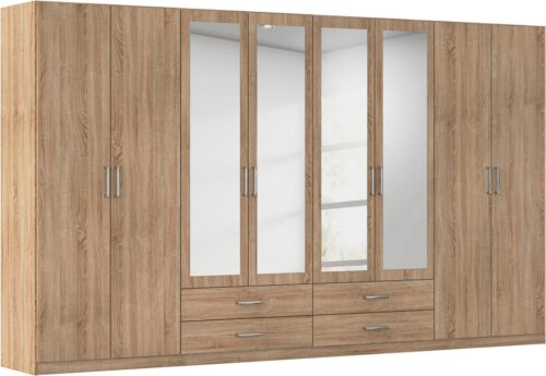rauch Kleiderschrank Schrank Garderobe Ankleide GAMMA Breiten 91/136/181/226/271/315/360 cm (in 3 Ausstattungen BASIC/CLASSIC/PREMIUM (inkl. SOFT-CLOSE-Funktion) verschiedene Griff-Varianten, mit Spiegel TOPSELLER MADE IN GERMANY