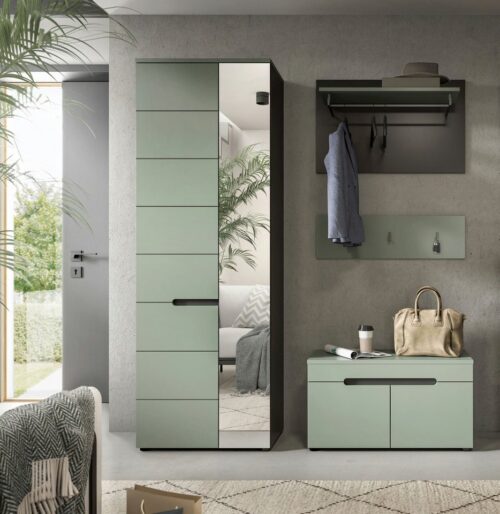 Home affaire Garderoben-Set REHAT, TOPSELLER!, 4-teilig, Breite 160cm, individuell stellbar, (Set, 3-St., bestehend aus: Garderobenschrank, Sitzbank, Paneel, Hakenleiste), Garderobenkombination, Kombination, Set, Flurgarderobe, Diele