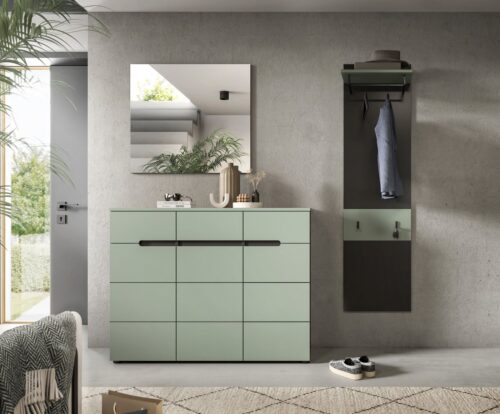 Home affaire Garderoben-Set REHAT, TOPSELLER!, 3-teilig, Breite 180 cm, individuell erweiterbar, (Set, 3-St., bestehend aus: Kommode, Spiegel und Garderobenpaneel), Garderobenkombination, Kombination, Set, Flurgarderobe, Diele