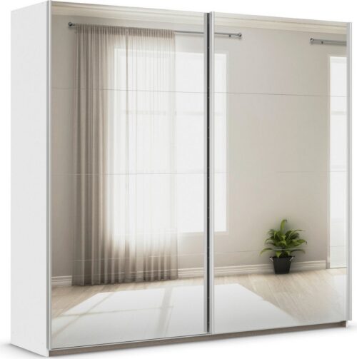 rauch Kleiderschrank Schwebetürenschrank Schrank Garderobe Wäscheschrank ASTANA (3 Ausstattungen BASIC/CLASSIC/PREMIUM (inkl. SOFT-CLOSE-FUNKTION) großflächige Spiegelfront, B/H/T: 218/210/59 cm MADE IN GERMANY