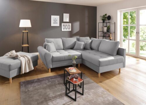 Home affaire Ecksofa Rice L-Form, B: 223 cm - OTTO. Verlässliche Qualität., Set: Sofa & Hocker, 3 Zierkissen, Federkern