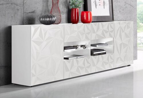 Home affaire Sideboard Prisma Breite 241, Kommode 2 Türen, 4 Schubkästen, Anrichte, Front mit elegantem Siebdruck, grifflos, viel Stauraum