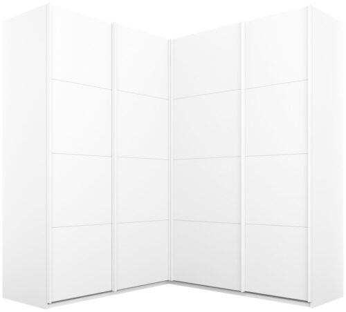 rauch Schwebetürenschrank Schrank Garderobe Eckkleiderschrank QUADRA Front in Dekor/Hochglanz (in den Höhen 210/229 cm, inkl. Soft-Close-Funktion) großer Eckschrank mit viel Stauraum, Maß 181x187 cm MADE IN GERMANY