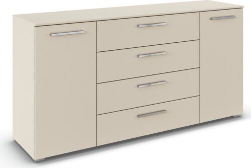rauch Kombikommode Sideboard Schubkommode Kommode MONTCLAR Front Dekor/Hochglanz/Glas (Breite 160 / Höhe 81 cm, 2 Einlegeböden, inkl. Soft-Close-Funktion), 2-türig, 4 geräumige Schubladen, viele Griffvarianten MADE IN GERMANY