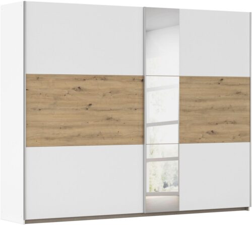 rauch Schwebetürenschrank Kleiderschrank Schrank Garderobe TOPSELLER ASTANA (3 Ausstattungen BASIC/CLASSIC/PREMIUM (inkl. SOFT-CLOSE-FUNKTION) mit 3 Spiegelelementen, Metallgriffleisten alufarbig MADE IN GERMANY