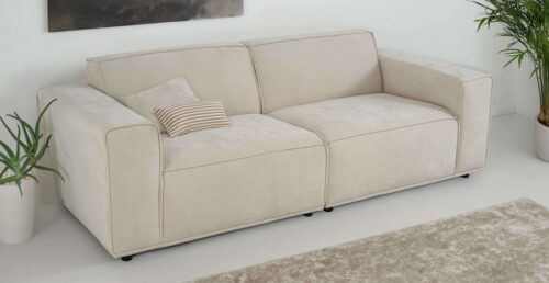 Home affaire 3-Sitzer Avelin, 228 cm, Chenille, Struktur-Boucle, mit Wellenunterfederung, Kedernaht, bodentief, Skandi-Design