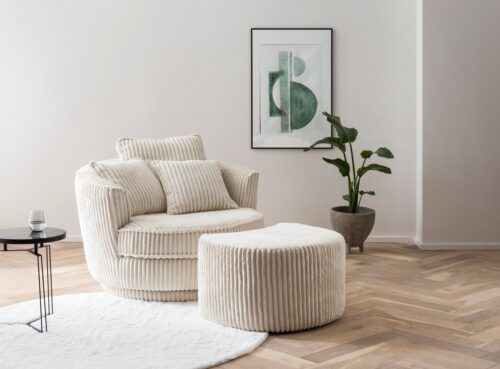 Home affaire Drehsessel MAISIE, Love Seat XXL Lese-Sessel, Big-Sessel mit Hocker, (2-St), Set in MEGA CORD und Web-Velours, drehbar 360 Grad