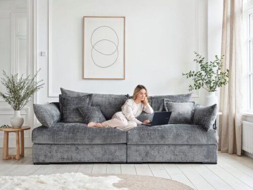 Home affaire Big-Sofa Casa XL, B: 190 cm, 4 Zierkissen, Mega-Sofa, in Cord oder Chenille-Struktur, Federkern