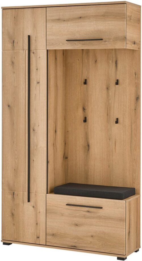 Home affaire Kompaktgarderobe Cantara Flurgarderobe, modern, 2 Farben, 111 cm breit (2-St) unterschiedliche Stauraummöglichkeiten, inkl. Sitzkissen