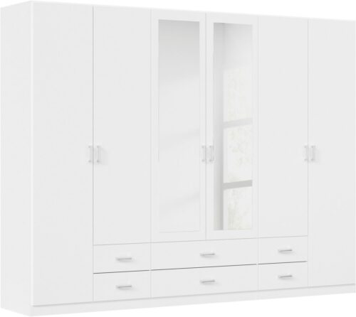 rauch Kleiderschrank Schrank Garderobe Ankleide GAMMA Breiten 91/136/181/226/271/315/360 cm (in 3 Ausstattungen BASIC/CLASSIC/PREMIUM (inkl. SOFT-CLOSE-Funktion) verschiedene Griff-Varianten, mit Spiegel TOPSELLER MADE IN GERMANY