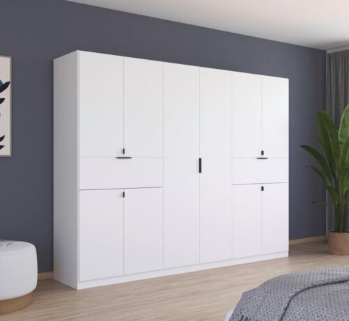 rauch Drehtürenschrank Kleiderschrank Schrank Garderobe Wäscheschrank TICAO (Schubladen in der Höhe variabel positionierbar) mit 2 geräumigen Schubladen, viel Stauraum MADE IN GERMANY