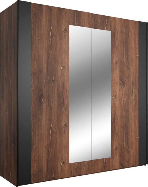 Home affaire Schwebetürenschrank Sigma, Breite 200 cm, moderner Kleiderschrank, Made in Europe Wäscheschrank mit Spiegel, Garderobe mit durchdachter Inneneinteilung
