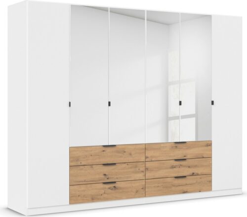 rauch Drehtürenschrank Kleiderschrank Schrank Garderobe Schlafzimmerschrank DAVOA mit farblich abgesetzten Schubkästen in Eiche Artisan MADE IN GERMANY