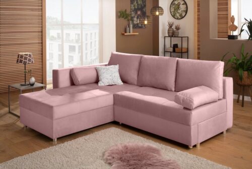 Home affaire Ecksofa Italia L-Form, B: 217 cm, Bettfunktion, Bettkasten & 1 Zierkissen, Federkern