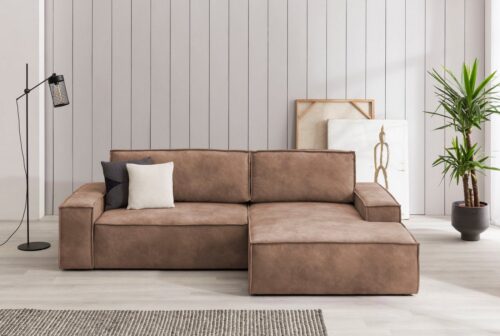 Home affaire Ecksofa SHERWOOD L-Form, 267 cm - OTTO. Verlässliche Qualität., Schlaffunktion mit Bettkasten (210x136 cm), Cord, Vintage, Samtvelours