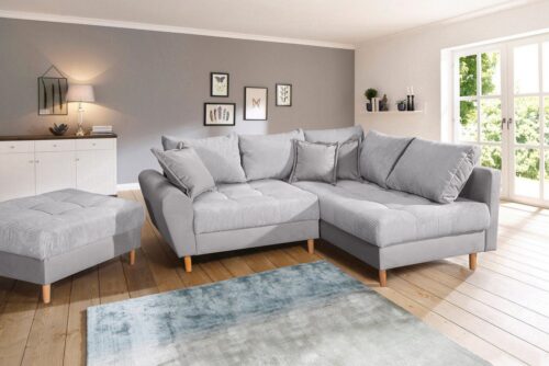 Home affaire Ecksofa Rice L-Form, B: 223 cm - OTTO. Verlässliche Qualität., Set: Sofa & Hocker, 3 Zierkissen, Federkern