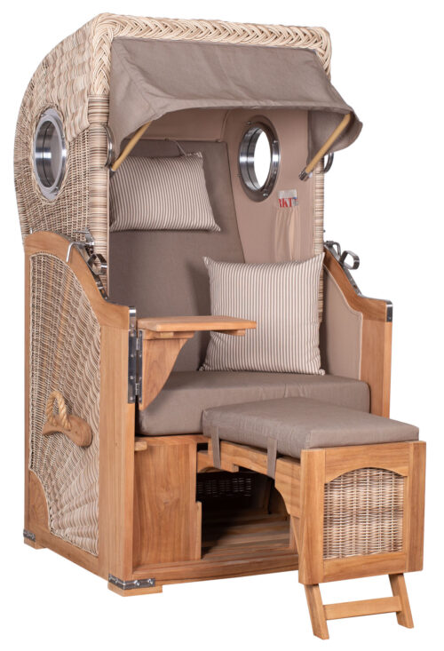 Strandkorb Rantum Single Bullauge Teak PE shell Dessin 534