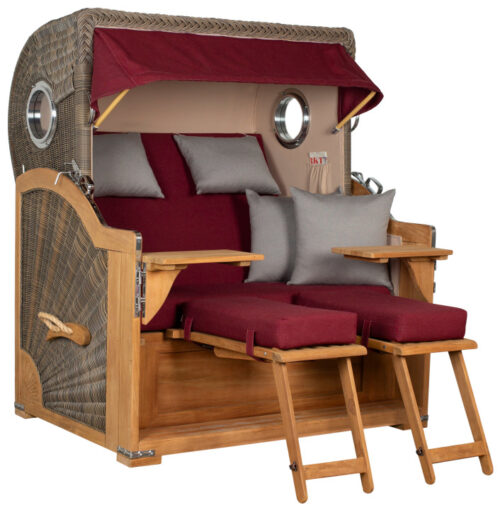 Strandkorb Westerland Teak Bullauge PE Grey Dessin 594