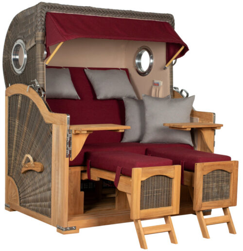 Strandkorb Rantum Grande Bullauge Teak PE Grey Dessin 594