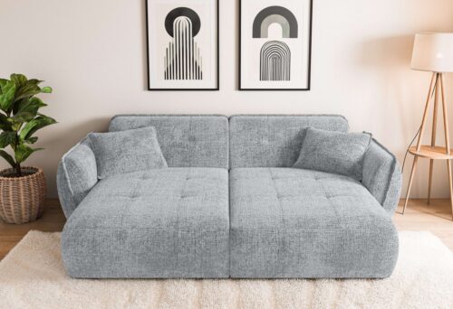 Home affaire Big-Sofa MIRELDA Design-Sofa mit Steppungen, extra tief, Breite 251 cm, elegant und bequem, enthält 2 Zierkissen, belastbar bis 480kg