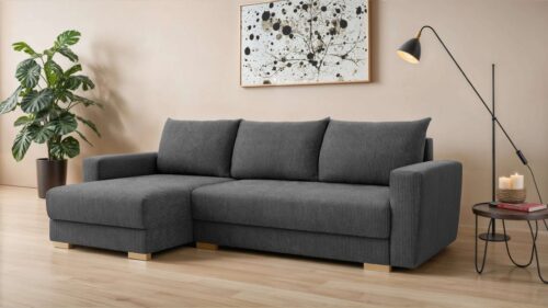 Home affaire Ecksofa MAGHERA universell Schlafsofa mit Bettkasten, Maße B/T/H: 255/142/84cm, L-Form mit Recamiere rechts oder links montierbar, hoher Sitzkomfort