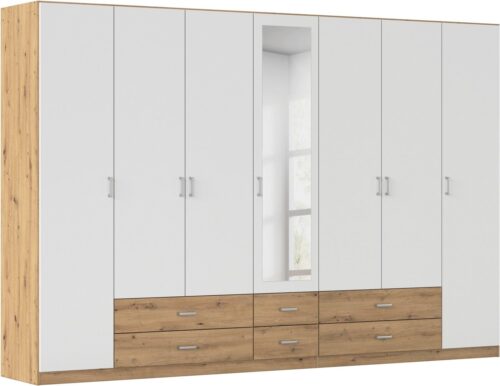 rauch Kleiderschrank Schrank Garderobe Ankleide GAMMA Breiten 91/136/181/226/271/315/360 cm (in 3 Ausstattungen BASIC/CLASSIC/PREMIUM (inkl. SOFT-CLOSE-Funktion) verschiedene Griff-Varianten, mit Spiegel TOPSELLER MADE IN GERMANY