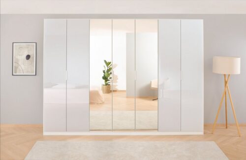 rauch Drehtürenschrank Kleiderschrank Schrank Garderobe KOLUNA mit hochwertiger Glas-Front (Breiten 181/226/271/315 cm Höhen 210/229 cm) mit Spiegel, inkl. 2 Innenschubladen sowie extra Böden MADE IN GERMANY