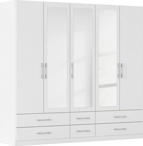 rauch Kleiderschrank Schrank Garderobe Wäscheschrank HERSBRUCK in 2 Breiten (Breiten: 226 oder 271 cm, Höhe 210 cm) mit 6 großzügigen Schubladen sowie Spiegeltüren MADE IN GERMANY