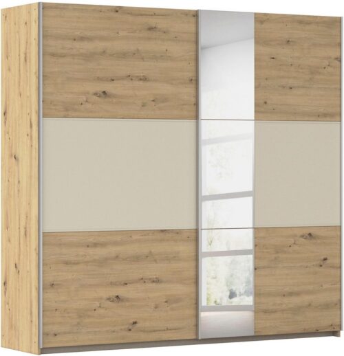 rauch Schwebetürenschrank Kleiderschrank Schrank Garderobe TOPSELLER ASTANA (3 Ausstattungen BASIC/CLASSIC/PREMIUM (inkl. SOFT-CLOSE-FUNKTION) mit 3 Spiegelelementen, Metallgriffleisten alufarbig MADE IN GERMANY