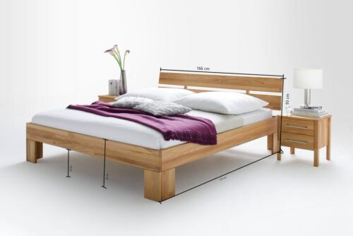 Home affaire Massivholzbett Modesty II, Made in Europe (hohe Belastbarkeit: 200kg je Seite), aus massiver Kernbuche, in verschiedenen Breiten, mit Metallbeschlägen