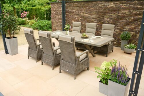 Siena Garden Garten-Essgruppe »Corido Move« mit Sincro Ausziehtisch, (Set, 13-tlg., inkl. Kissen und Move-Funktion), 6x Sessel, AZ-Tisch: 100x 200-260x 77 cm