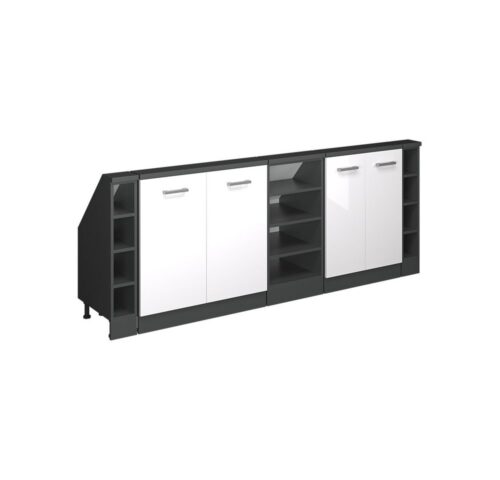 Vicco Kommode Rion, Weiß Hochglanz/Anthrazit/Anthrazit, 5er Set (5 St)