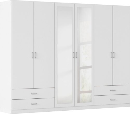rauch Drehtürenschrank Kleiderschrank Schrank Garderobe Wäscheschrank BORBONA (Breiten 226/271 cm, Höhe 210 cm) in 2 Breiten, mit Spiegel und vielen Farbkombinationen MADE IN GERMANY