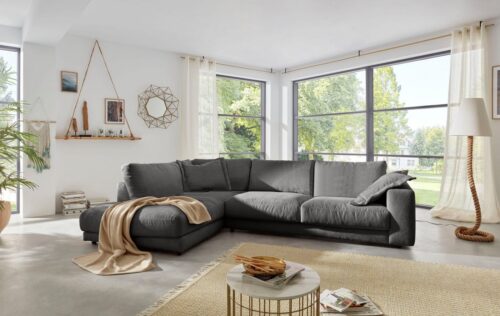 Home affaire Ecksofa Enisa XXL B/T/H: 325/224/85 cm L-Form, Kuschelig, gemütlich, in 5 Farben, Bezug in Cord, mit 2 Zierkissen